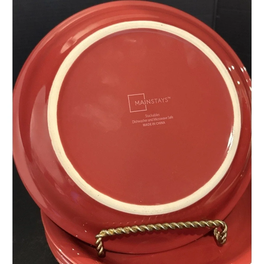 Mainstays Red Stoneware Stackables Salad Plates Plate Set Of 4